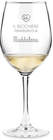 Maverton classico Calice da vino - incisione personalizzata - 350 ml in vetro - ideale per vino rosso e bianco - regalo di compleanno o matrimonio unico - per la donna - bicchiere Terapeutico