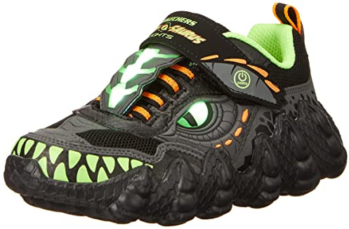 Skechers 400112L BKLM, Sneaker, Black & Charcoal Synthetic/Textile/Lime Tri,