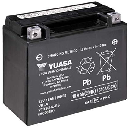 Batteria moto Yuasa YTX20HL-BS - Senza manutenzione - 12 V 18 Ah - Dimensioni: 175 x 87 x 155 mm compatibile con HARLEY-DAVIDSON FX, FL Softail Series 1984-1990