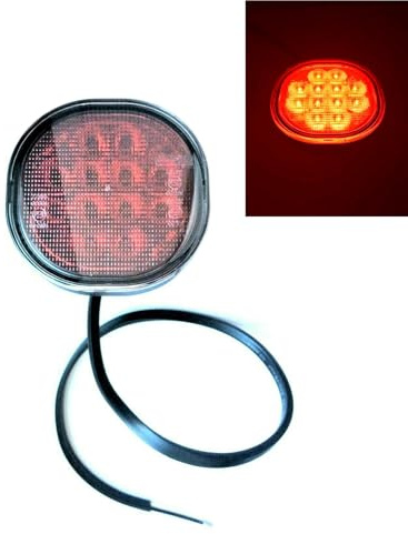 MelTruck LED Nebelschlussleuchte 75mm 12V 24V 36V Anhänger LKW PKW 12 LEDs IP E9 EMV – Rot Schwarz stoßfest