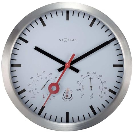 NeXtime 4307ST Wanduhr, Aluminium, Silber, 35cm