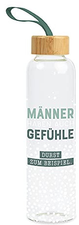 Grafik-Werkstatt Trinkflasche aus Glas mit lustigem Spruch | mit Griffschlaufe | 550 ml | Männer
