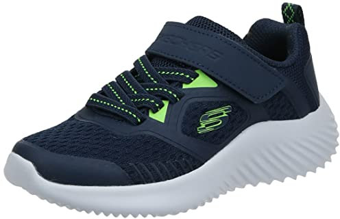 Skechers Jungen Bounder Voltvor Sneaker, Navy Lime Synthetic Textile Trim, 36 EU