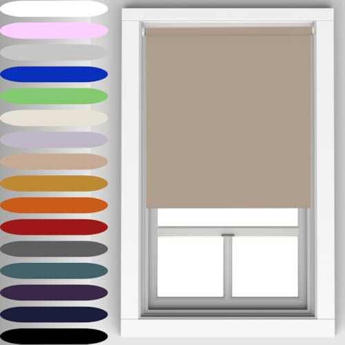 Caecus Cappuccino Blackout Roller Blinds Made To Measure Window Blinds Easy Fit Child Safe Thermal Properties Home Office Fitting Included Up To 60cm Width x Up To 210cm Drop