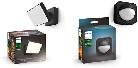 Philips Hue Welcome White Led Smart Outdoor Wall Light, Works with Alexa, Google Assistant and Apple Homekit Hue Outdoor Motion Sensor - Works with Alexa