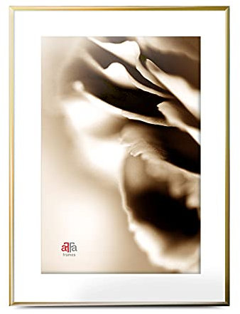 aFFa frames, Alu, Cadre Photo Aluminium, Facile à Nettoyer, Rectangle, Avec Façade en Verre Acrylique, Or Brillant, 70x100 cm