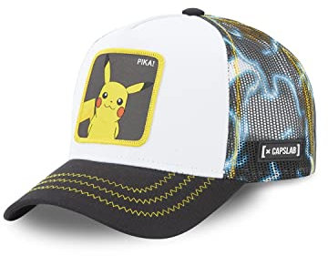 Tracker Kappe Herren Pokemon, Cap Herren, Pikachu, Angenehm, Weiss, Einheitsgröße