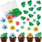 Morofme 83 Stück Essbare Tropische Schildkrötenblätter Blume Cupcake Topper Oblatenpapier Palmblatt Blume Tortenaufsatz Essbare Kuchen Dekoration für Hawaii Aloha Jungle Summer Theme Party