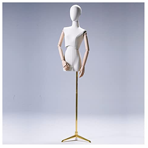 LXLIGHTS Schneiderpuppen Weibliche Torso, 120-211cm Höhenverstellbar Schaufensterpuppen Körper Zum Nähen Schneiderinnen Kleid Schmuck Anzeige, Halbe Skala Dummy-Modell Mit Stativfuß ( Color : Gold )
