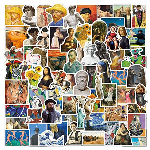 Ästhetisch Ölgemälde Aufkleber 104 Pcs|Berühmte Gemälde Mona Lisa Aufkleber für Laptop,Kühlschrank,Gepäck,Computer,Handy,Skateboard,Fahrrad