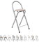 THE SECRET HOME Taburete Plegable con Respaldo - Silla Plegable de Metal y Madera - Ideal para Cocina, Terraza o Jardín (Alto. 80 cm x Largo. 40 cm - Plateado)