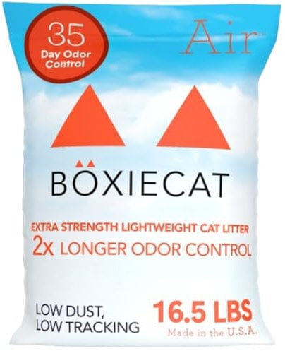 Boxiecat Air Lightweight Premium Clumping Cat Litter -Extra Strength- Scent Free- 16.5 lb- Plant-Based Formula- Stays Ultra Clean, Probiotic Powered Odor Control, 99.9% Dust Free