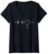 Damen Rosenkranz-Design – christlicher Herzschlag-Rosenkranz T-Shirt mit V-Ausschnitt