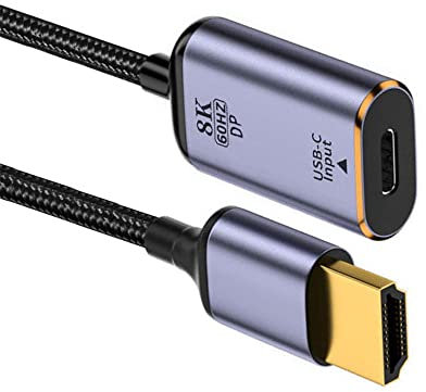 NFHK Cable USB-C tipo C hembra a HDMI para fregadero, HDTV, 8 K a 60 Hz, 4 K a 120 Hz para tablet, teléfono, portátil