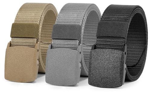 WERFORU Nylon Gürtel für Männer Militärische Taktische Gürtel Leinwand Web Gürtel im Freien mit Plastikschnalle