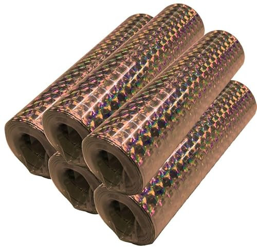 Luftschlangen Papier bunt Party Deko Geburtstag Hochzeit Set holografisch, Stück:5 Stück, Luftschlangen:Roségold holografisch metallic