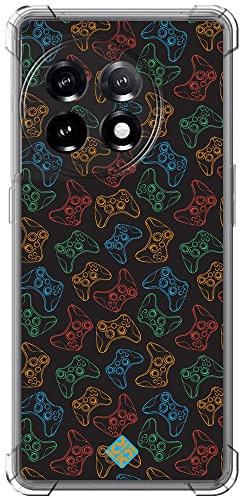 Movilshop Anti-Shock Case for OnePlus 11 Drawing Gamers [Xbox Controllers] Reinforced Corner Silicone 1.5 mm Thick Flexible Transparent