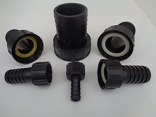 Female Hose Tail Connector Water Fitting Polypropylene BSP Fish Pond Choose Size (1 1/4 BSP Female x 32 mm)