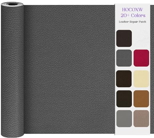 Leder Reparatur Set Kunstleder Selbstklebend, 40x300cm Lederflicken Selbstklebend, Leder Patch Kit Kunstleder Reparaturset für Sofa, Couch, Bürostuhl, Kopfteile, Autositze(Dunkelgrau)