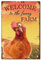 CREATCABIN Welcome to The Funny Farm Schild,Huhn,Metallblechschild,Hahn,Vintage-Gemälde,Poster,Plakette,Retro-Eisenschild,Wandbild,Hängende Wandkunst,Dekoration Für Badezimmer,Restaurant,20x30cm