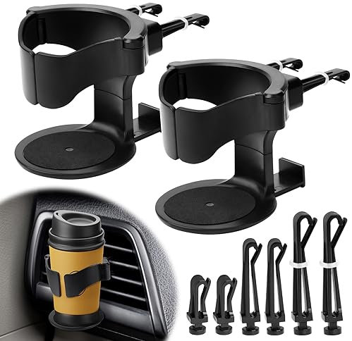 lefeindgdi Auto Getränkehalter 2 Stück - Auto Universeller Flaschenhalter Verstellbarere Auto Belüftungs Becherhalter für Getränkedose und Kaffeebecher,Schwarz