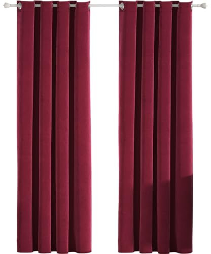Ystyle Tende Velluto Oscuranti 2 Pezzi, 140×280cm, Termica Isolante Freddo E Caldo, Moderne per Soggiorno Camera Da Letto, Con Anelli, Borgogna