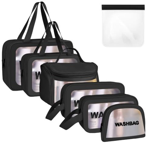 Aucuu Reise Kulturbeutel, Kosmetiktasche, Transparente Kulturtasche Damen, Tragbare wasserdichte Kulturtasche Organizer, Reißverschluss Make-up-Tasche mit Großer Kapazität für Männer Damen