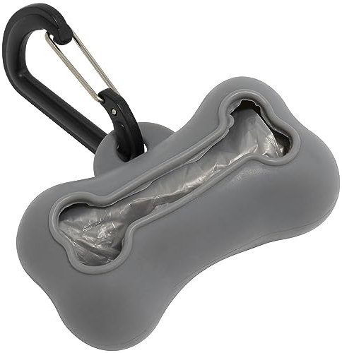 AERZETIX - C67680 - Dispensador de bolsas higiénicas para perros en forma de hueso 80x45mm - recogedor de excrementos para mascotas - en caucho - color gris