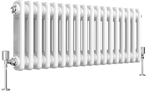 Heilmetz 2 Column Radiator Horizontal Double, 300 x 830mm Traditional Cast Iron Style 2 Column Radiators Central Heating Radiator White