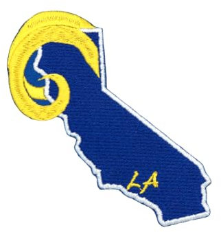 California Ram Horns Patch LA Football Team bestickt zum Aufbügeln, Schwarz