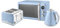Swan Retro Kitchen Set, 1.5L Fast Boil Kettle & 4 Slice Toaster & 20L Digital Microwave, Blue, SK19020BLN, ST19020BLN, SM22030LBLN