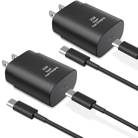 Type C Charger Fast Charging,2Pack 25W Super Fast USB C Charger Block with 6Ft USB C Cable Compatible with Samsung Galaxy S24 Ultra/S23/S22/S21/S20/Note 20/10,Pixel 6 5 4 Pro XL/iPhone 15 Series