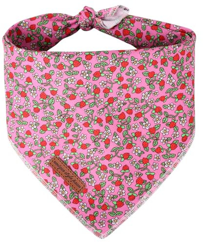 Unique style paws Sommer Hundeschal Triangle Halsdreiecke Für Jungen Mädchen Rosa Erdbeere Hunde Hochwertiger Strapazierfähiger Stoff Hundehalstücher für Kleine Mittel Große Hunde und Katzen L