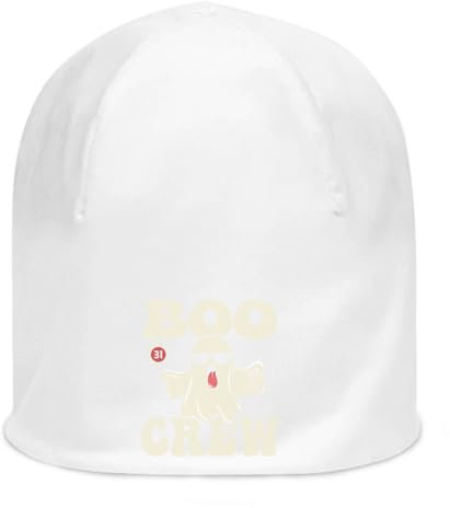 Scary Boo Crew Lustiger niedlicher Geist Halloween Kunst Unisex dünne Baumwolle dehnbar weiß Slouch Beanie weiß, weiß, Einheitsgröße