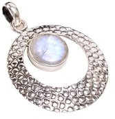 HIMALYA QUARTZ Mondstein Edelstein 925 Sterling Silber handgefertigter Anhänger runder Cabochon 10 mm Silberschmuck für Frauen H-SP01