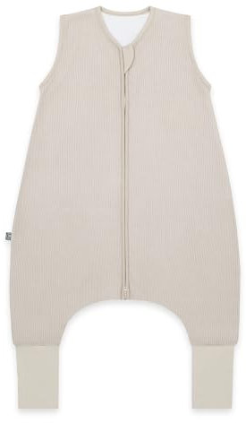 emma & noah Baby Schlafsack mit umschlagbaren Füßen 2.5 TOG, Strampelsack für den Herbst und Winter, Bio-Baumwolle, OEKO-TEX Zertifiziert, Ideal für aktive Kinder (Essential Beige, 110)