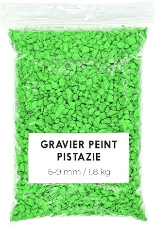 Landare Gravier Coloré Rouge 1,8Kg - Pierres de Couleur - Gravier - Gravier Decoratif - Gravier pour Vases et Pots (6-9 mm) (Pistache)