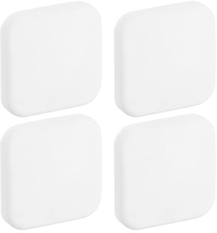 sourcing map Door Stoppers Wall Protector, 4pcs Soft Silicone Door Handle Buffers, Square Self Adhesive Door Knob Guard for Home Office, White