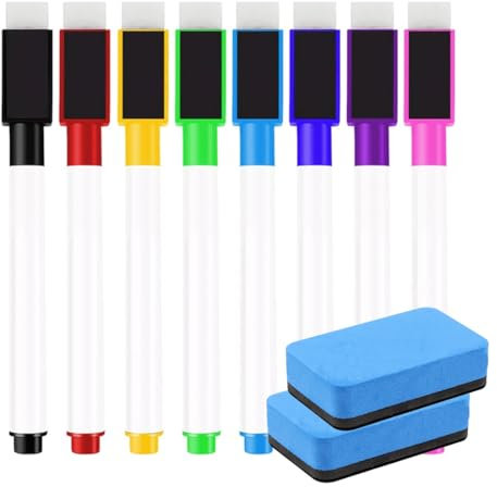 EIHI 8 Stück Whiteboard Marker,Magnetische Whiteboard Stifte,8 Farbe Folienstift Abwischbar,Für Whiteboards,Notiztafeln Und Mehr