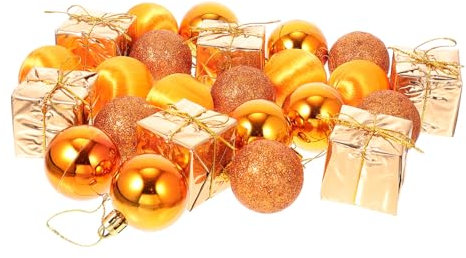 Anneome 24St Christbaumschmuck Weihnachtsdekoration Weihnachtskugeln im Freien Weihnachts anhänger Christbaum anzuchtset Weihnachtskugeln hängende weihnachtskugeln PVC Orange