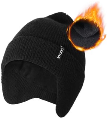Zylioo M-XL Strickmütze mit Ohrenklappen Für Großen Kopf,Ohrenschützer Mütze Wintermütze Winter Beanie Mütze