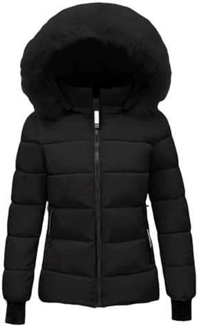 Cocila Cappotto invernale caldo con cappuccio da donna, trapuntato, spesso, imbottito, giacca invernale in cotone con cappuccio, in vita, in peluche, cappotto esterno, per sci e snowboard
