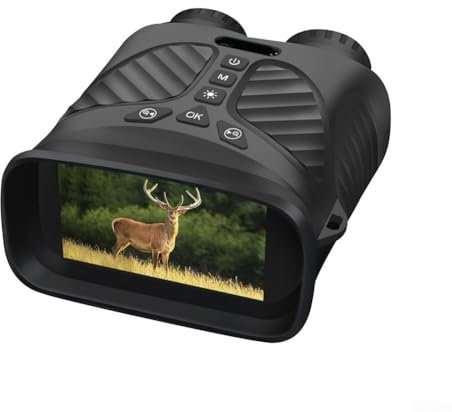 HEBEOT Digital Night Vision Binocular Integrated Rangefinder for Hunting, Night Fishing, 14*12.4*6cm (Black)