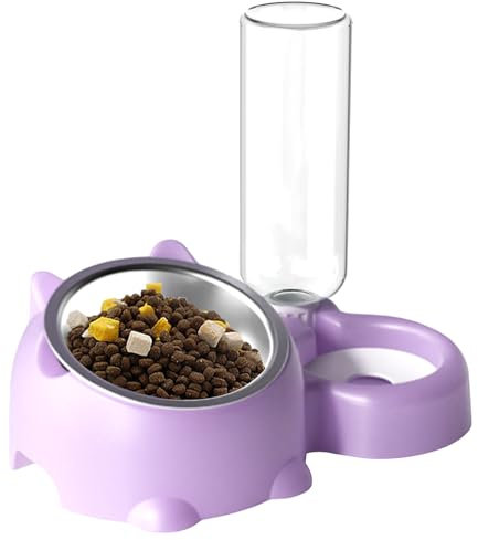 PhnkjGh Ensemble de Gamelles Incliné à 16 Degrés pour Chat | Bol de Nourriture avec Distributeur d'Eau | Plat Amovible et Bol d'Alimentation pour Animaux