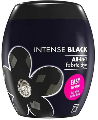 Pkge 350g Intense Black All-in-One Fabric Pod for Clothes and Home Textiles | Permanent Fabric Dye for Cotton Linen and Blends | Easy-to-Use Machine Dye for Refreshing & Darkening (Pack of 1)