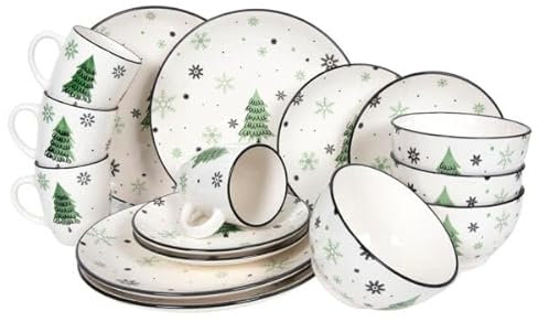 Studio Tavola Weihnachtsgeschirr – Porzellan – Grün 16-teilig / 4 Personen