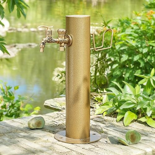 WNYAILLL Wassersäule für den Garten, Garten Wasserhahn Säule, Stand Wasser Zapfsäule Säule, Standbrunnen antik, für Garten, Terasse oder den Pool-Bereich(Gold C,50cm/19.7in)