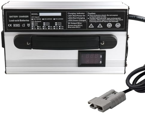 Lzyjck Chargeur De Batterie 900 W Chargeur De Batterie 24 V 25 A pour Chariot Élévateur avec Prise Anderson 50 A/120 A, pour Chariot Élévateur Et Voiturette De Golf,24v 25a,50A Anderson