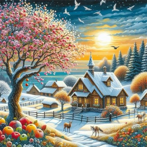 Puzzle 300 Teile Erwachsene Wunderschöner Winter, Impossible Jigsaw Puzzle 300 Teile, Geschicklichkeitsspiel für Die Ganze Familie, Puzzles Farbenfrohes Home Dekoration
