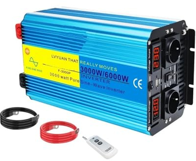Convertisseur Onde Sinusoïdale pour DC12V À AC220V 230V 7kW/6kW/5kW Onduleur Panneau Solaire Inverseur Télécommande 50Hz/60Hz Commutateur Automatique Onduleur(12V-220V-6000W Peak)